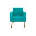 Ver imagem 3 de Kit 2 Poltronas Decorativas Sala Recepção Larah E Puff Azul Turquesa