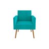Kit 2 Poltronas Decorativas Sala Recepção Larah E Puff Azul Turquesa - 3