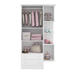 Guarda-Roupa de Bebê 2 Portas 2 Gavetas com Nicho Doce Sonho Qmovi - 2