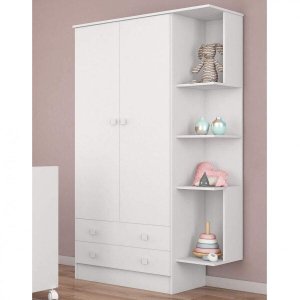 Guarda-Roupa de Bebê 2 Portas 2 Gavetas com Nicho Doce Sonho Qmovi