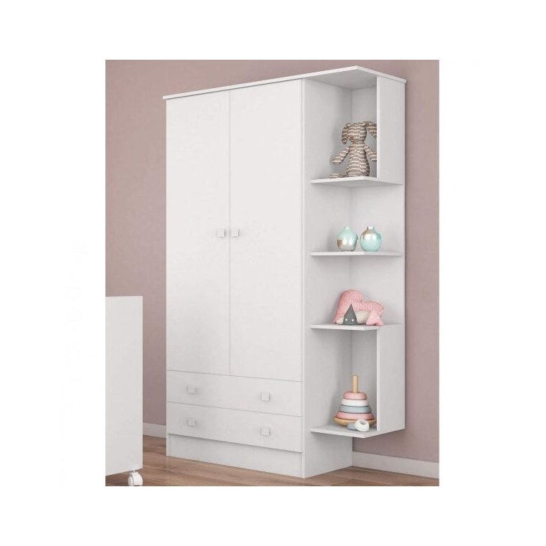Guarda-Roupa de Bebê 2 Portas 2 Gavetas com Nicho Doce Sonho Qmovi