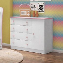 Cômoda Sapateira Infantil 1 Porta 4 Gavetas Doce Sonho Qmovi - 1