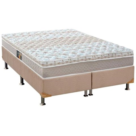 Cama Box King: Colchão Molas Pocket Ensacadas Castor Class + Base Crc Suede Clean (193x203)