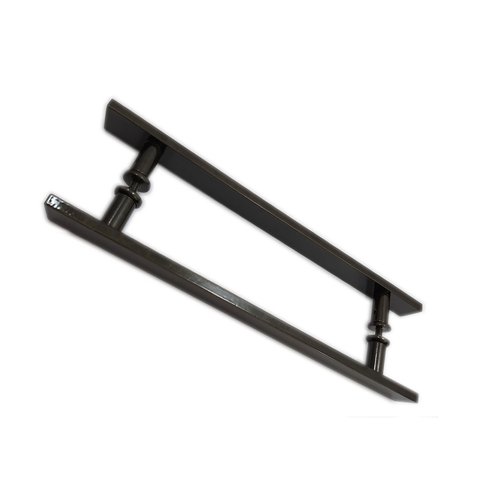 Puxador H duplo 40x30cm reto barra chata para porta de vidro e portão - Bronze