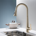 Ver imagem 2 de Torneira Misturador Monocomando Dourado Fosco Gourmet Bica com Ducha Extensível para Cozinha