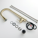 Ver imagem 6 de Torneira Misturador Monocomando Dourado Fosco Gourmet Bica com Ducha Extensível para Cozinha