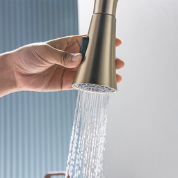 Torneira Misturador Monocomando Dourado Fosco Gourmet Bica com Ducha Extensível para Cozinha - 3