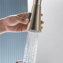 Ver imagem 3 de Torneira Misturador Monocomando Dourado Fosco Gourmet Bica com Ducha Extensível para Cozinha