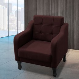 Poltrona Bella Para Sala Decorativa Suede:Bordo - 2