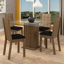 Ver imagem 1 de Conjunto Sala de Jantar Madesa Maya Mesa Tampo de Vidro com 4 Cadeiras - Rustic/sintético Preto