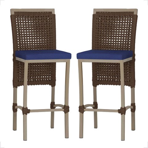 2 Banqueta em Alumínio Roma Fendi Corda Náutica Tecido 10