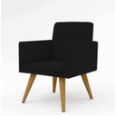 Ver imagem 2 de Kit 2 Poltronas Decorativa + Puff Talita Cor Preto Tecido Suede Salão,recepção ,escrtitório