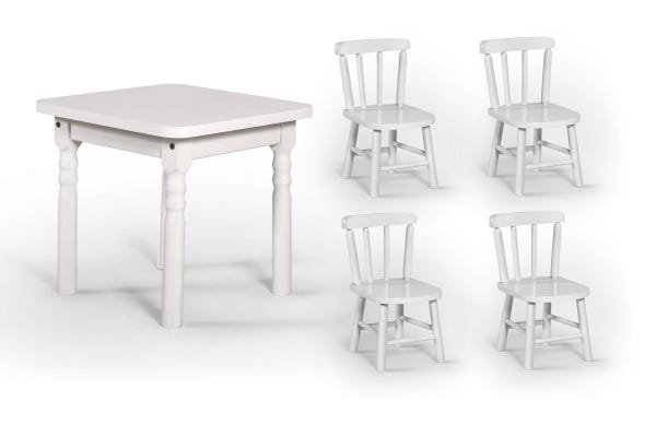 Conjunto Infantil 60x60 com 4 Cadeiras - Branca - 1