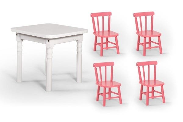 Conjunto Infantil 60x60 com 4 Cadeiras - Rosa - 1