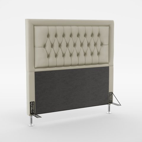 Cabeceira Estofada Antares 160 Para Cama Queen Couro Artificial Bege Aradecor