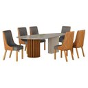 Ver imagem 1 de Mesa de Jantar Belle 2,00x1,00m Orgânica com Vidro Cinamomo Off-white Off-white com Kit 6 Cadeiras P