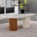 Ver imagem 3 de Mesa de Jantar Belle 2,00x1,00m Orgânica com Vidro Cinamomo Off-white Off-white com Kit 6 Cadeiras P