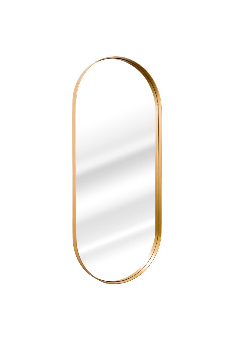 Espelho Oval com Moldura em Metal 115 x 50cm - Cores - Dourado