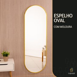 Espelho Grande Oval com Moldura em Metal Decorativo 115 X 50cm - 2