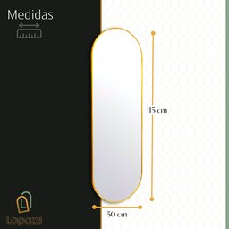 Espelho Grande Oval com Moldura em Metal Decorativo 115 X 50cm - 8