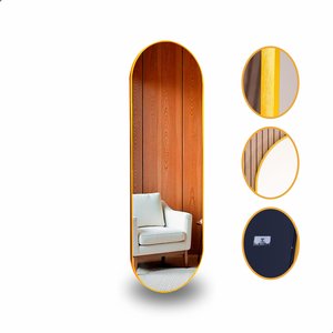 Espelho Grande Oval com Moldura em Metal Decorativo 115 X 50cm
