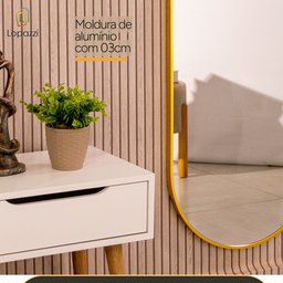 Espelho Grande Oval com Moldura em Metal Decorativo 115 X 50cm - 4