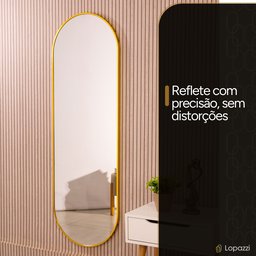 Espelho Grande Oval com Moldura em Metal Decorativo 115 X 50cm - 3