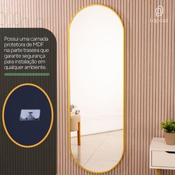 Espelho Grande Oval com Moldura em Metal Decorativo 115 X 50cm - 7