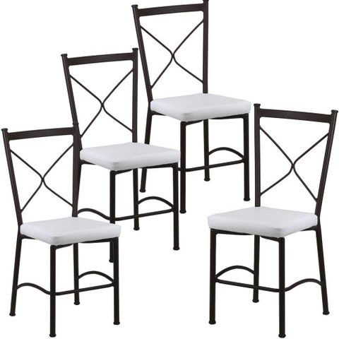 Kit 4 Cadeiras Buffet em Alumínio Marrom com Branco