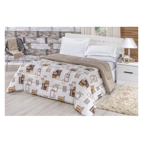 Edredom Casal Queen Dupla Face Malha 100% Algodão Quality Avelã