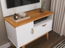 Ver imagem 3 de Rack + Painel Si 90cm Estilo Retrô para Tv até 32'' Polegadas Cor Branco / Cinamomo Pt