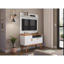Ver imagem 1 de Rack + Painel Si 90cm Estilo Retrô para Tv até 32'' Polegadas Cor Branco / Cinamomo Pt