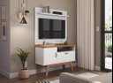 Ver imagem 1 de Rack + Painel Si 90cm Estilo Retrô para Tv até 32'' Polegadas Cor Branco / Cinamomo Pt