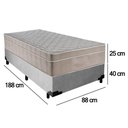 Ver imagem 4 de Cama Box Suede Solteiro + Colchão Sereneprime Molas Ensacadas 88x188x65 Cinza