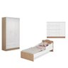 Quarto infantil Meu Soninho Guarda Roupa Mini Cama e Cômoda Sapateira Branco/Carvalho - FdECOR - 1