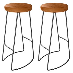 Kit 2 Banquetas Altas Aurora Estilo Industrial Base de Aço