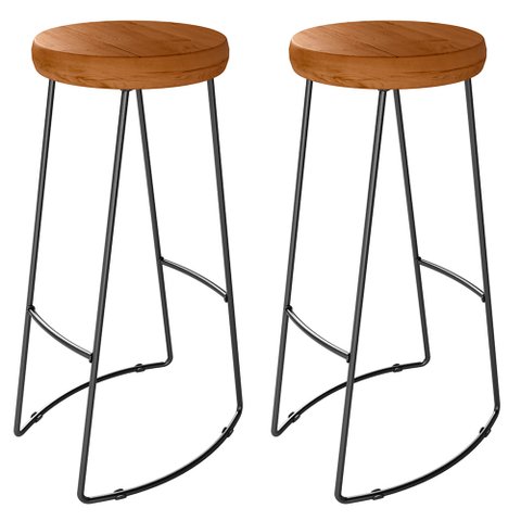 Kit 2 Banquetas Altas Aurora Estilo Industrial Base de Aço
