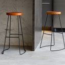 Ver imagem 4 de Kit 2 Banquetas Altas Aurora Estilo Industrial Base de Aço