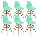 Ver imagem 1 de Kit 6 Banquetas Charles Eames Eiffel Wood Design Base Fixa Madeira - Verde