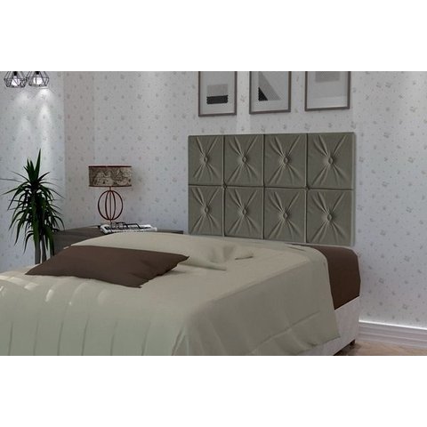 Painel de Cama Box Botão Solteiro 0,90 Elegance Cor Cinza - Comprar Moveis em Casa