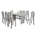 Ver imagem 2 de Conjunto Sala de Jantar com 8 Cadeiras Lara Preto/Bege