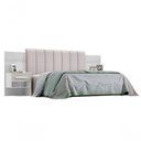 Ver imagem 1 de Cabeceira Casal Iris 1,40m com Mesa de Cabeceira Estofada 100% Mdf - Branco
