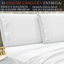 Ver imagem 2 de Conjunto Cama Casal Queen Size Lily 04 Pç Bordado 300 Fios:branco