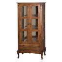 Ver imagem 1 de Cristaleira Antique Alta 2 Portas de Vidro 1 Gaveta Castanho