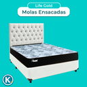 Ver imagem 4 de Cama + Box Branco e Colchão Molas Ensacadas Casal - Life Gold Paropas + Cabeceira