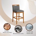 Ver imagem 4 de Kit 2 Banquetas Alta Cozinha Gourmet Estofada Linho:linho Cinza