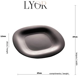 Kit 12 Pratos Rasos 27cm Vidro Opalino Lyor Quadrado Carine Black Brilhante Mesa Posta - 6 Kit 12 Pratos Rasos 27cm Vidro Opalino Lyor Quadrado Carine Black Brilhante Mesa Posta - 6