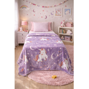Ver imagem 1 de Cobertor Manta Infantil Brilha no Escuro Unicornio Roxo 1,80x2,00cm Queninha e Macia