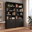 Ver imagem 1 de Kit com 2 Armários para Escritório Semi-Aberto 2 Portas com Chave Preto