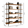 Estante para Escritório Home Office Balcão de Decoração 5 Prateleiras Madeira Maciça Estilo Moderno - 4